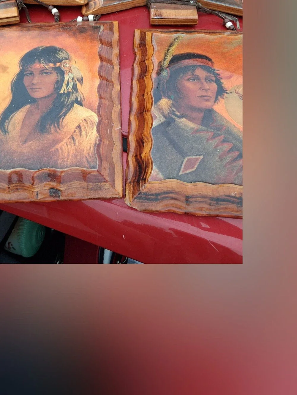 Wood-Framed Native Portrait Wall Art – Rustic Brown Finish